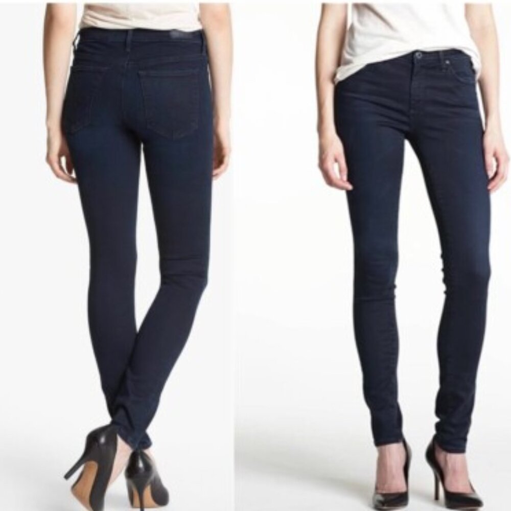 ADRIANO GOLDSCHMIED AG THE MIDDI MID-RISE LEGGING JEAN DARK WASH DENIM CASUAL